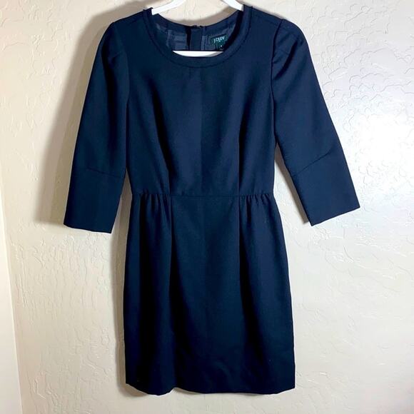 J. Crew classic black 3/4 sleeve wool blend dress - Picture 1 of 8